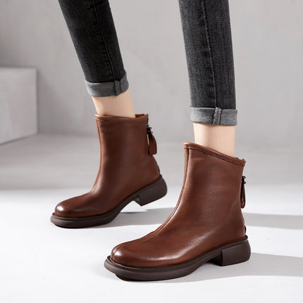 First layer cowhide Chelsea boots for women 2023 autumn and winter New retro brushed rubber bottom leather women's leather boots