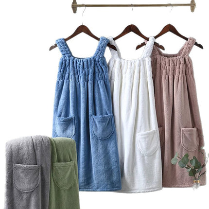 Cross-Border Fashion New Wearable Coral Velvet Suspender Dress Women's Full-Body Sleeveless Bathrobe Absorbent Bathing Skin-Friendly Bath Towel