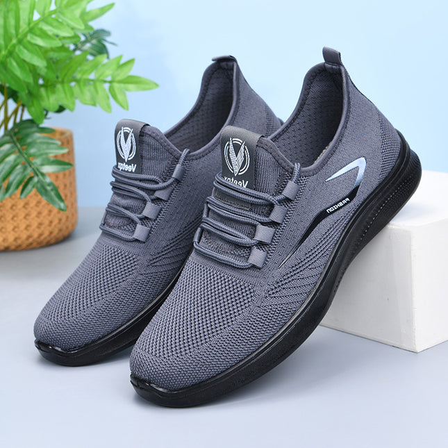 Plus Size Export Fly Woven Men's Shoes Spring Cross-Border Shoes Men's Casual Shoes Polyurethane Breathable Mesh Sports Shoes for Men