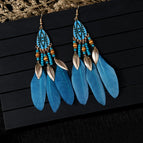 Lake blue feather earrings