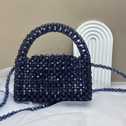 Simple High-end Retro Champagne Small Mobile Phone Bag Homemade Heavy Industry Crossbody Portable Woven Bead Bag diy Material Bag