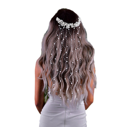 Youlapan European and American Style Bridal Multi-Layer Beaded Hair Comb with Tassels, Long Pearl Headband, Women's Accessories Hp600