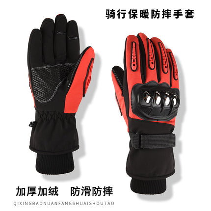 Autumn and Winter Tactical Gloves fleece-lined Warm Cold-proof Men's Full-finger Touch Screen Hard Shell Motorcycle Motorcycle Riding Drop-proof