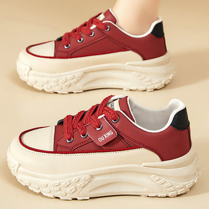 Women's Shoes with Thick Soles and Height-Increasing Shoes, New Trendy Versatile Canvas Shoes, Shallow Fashion Shoes, Women's Lace-Up Comfortable Shoes