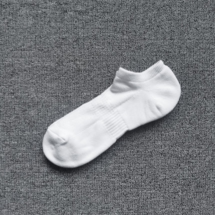 White Sports Towel Bottom Socks Men's Pure Cotton Mid-length Socks Spring and Summer Thin Boys Long Barrel Basketball Socks Black Short Socks