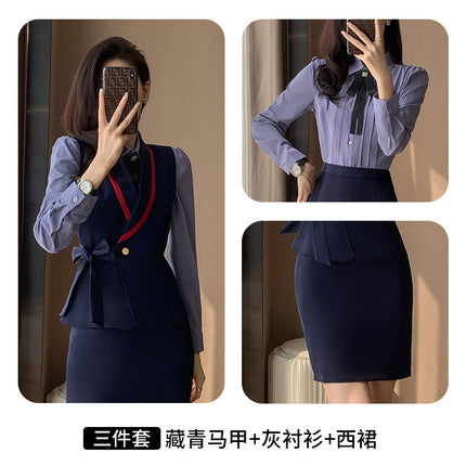 Professional suit women's waistcoat workwear hotel front desk strap vest jewelry store beautician work clothes temperament suit