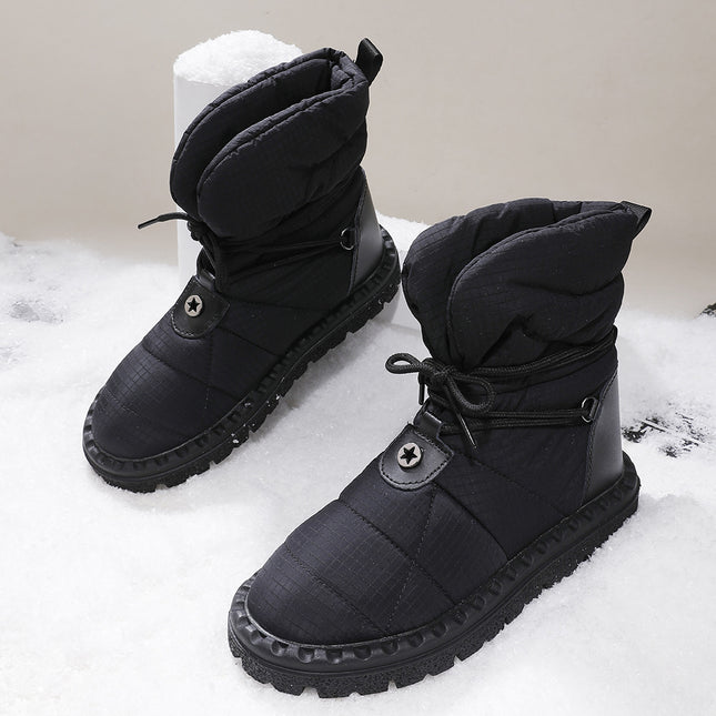 Clearance Cross-Border Snow Boots for Travel to Russia, Large Collar, Black, Fashionable, Warm, Thick Fur Lining, Anti-Slip Snow Boots