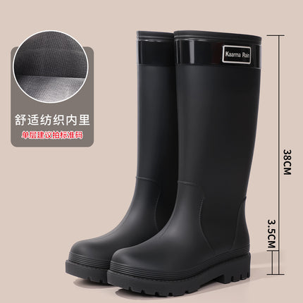 Fashionable Pink Women's Rain Boots with Extra High Gusseted Rubber Shoes to Increase Height and Slimming Look Rain Boots Waterproof Outdoor Footwear Water Shoes