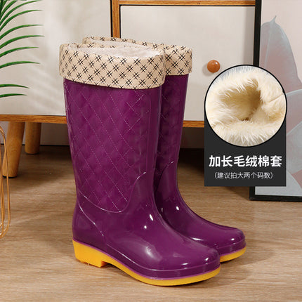 Rain Boots women's new fashion outdoor water shoes women's waterproof non-slip rain boots fleece-lined tendon sole rubber shoes overshoes 2022