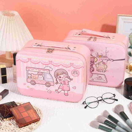 Leather Ready-Made Cartoon Makeup Case with Mirror, Makeup Bag with a High-End Feel, Multifunctional Storage Bag, Large Capacity Wholesale