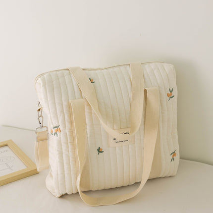 Korean Ins Embroider Portable Shoulder Satchel Cotton Baby Stroller Bag