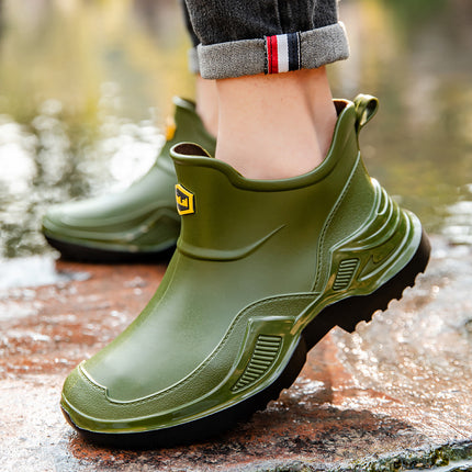 Cross-Border Rain Boots for Men, Fashionable and Wear-Resistant Outer Wear, Short-Tube Waterproof Boots, Car Washing, Outdoor Climbing and Fishing, Thickened Water Shoes and Rubber Shoes