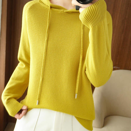 Lazy Style Hoodie Sweater for Women in Autumn and Winter Thickeneded Loose Knitted Hoodie Jacket for Women with Trendy Long-Sleeved Tops