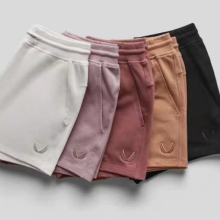 Cross-border Men's Solid Color Shorts Muscle American Fashion Fitness Sports Leisure Training Loose Embroidered Triple Quad Pants