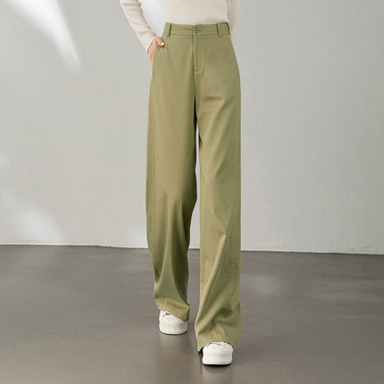 Wide Leg Pants Women's 2025 New Style Small Loose Wide Leg Casual Pants Spring and Autumn Mop Slimming All-match Stand-up Cut Textile