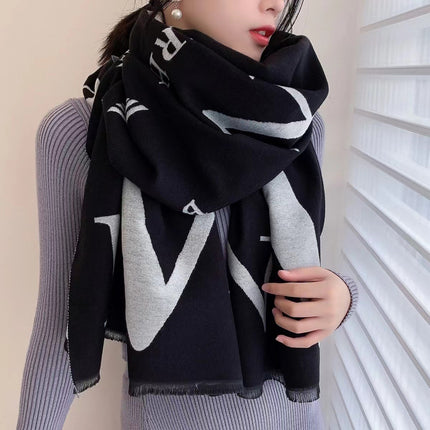 2024 New Scarf Women's Winter Double-Sided Imitation Wool Korean Style College Style Scarf Office Air Conditioning Sofa Shawl