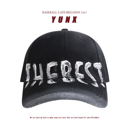 American Retro Washed Letter Large Head Circumference Baseball Cap for Women, Face-Slimming Versatile Fashion Simple Duckbill Cap for Men Casual
