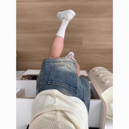 American Hot Girl Distressed Denim Shorts for Women Summer 2025 New Thin Versatile Slimming Wide-Leg A-Line Shorts Trendy