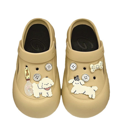 Cartoon Cute Puppy Thick-Soled Clogs for Women, 2026 New Summer Outdoor Non-Slip Height-Increasing Closed-Toe Slippers