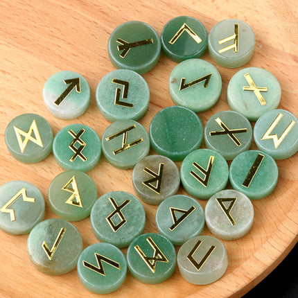 Natural Crystal Agate Rune Letters 25 Pieces Per Pack Disc Set Scandinavian Germanic Stone Jewelry
