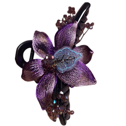 Cross-border high-grade handmade copper wire woven flower clip metal clip back head coil hair large shark clip hair accessories