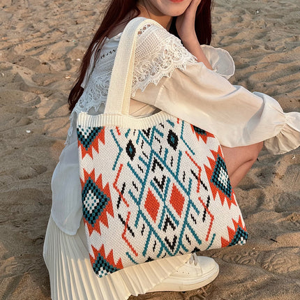 Cross-Border Encrypted Text Delivery Ethnic Style Handbags Women's Bags Woolen Bags Women's Knitted Bags Tote Bags Weaving Trend