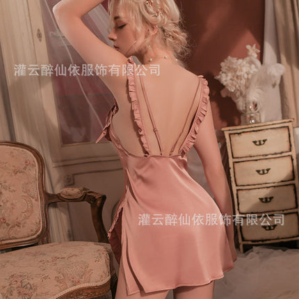 Meili Kou New Pure Desire Style Silk Home Sexy Comfortable Slip Skirt Backless Slimming Home Suit 1935