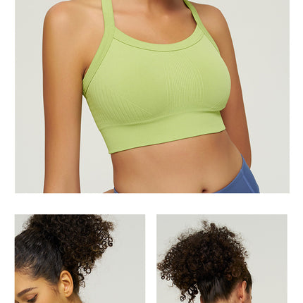 New Contrasting Color Seamless All-In-One Sports Bra Beautiful Back Shockproof Running Fitness Yoga Vest Women's Tight