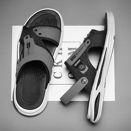 Beach Slippers for Men, Summer Outer Wear, Home Bathroom Bathing, Non-Slip Thick-Soled Sports Driving Sandals for Men