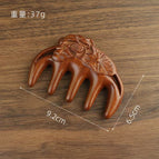 Lotus leaf single-sided carved five-finger comb with pointed teeth