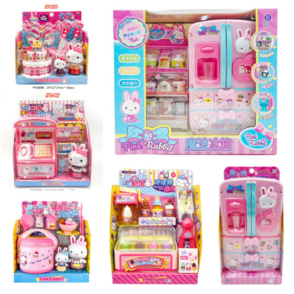 One-word pink rabbit kitchen refrigerator cake dessert shop girl simulation play house toys wholesale mini notebook