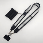 Black silver thread shoulder strap silver hook + coin purse + spacer
