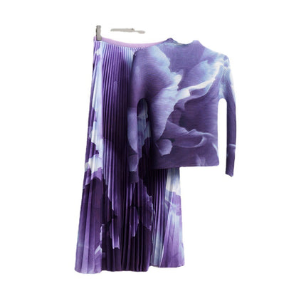 Fashion Suit Women's Skirt Outfit Complete Set of Pleated T-Shirt Tops and Skirts Casual Elegant Two-Piece Set