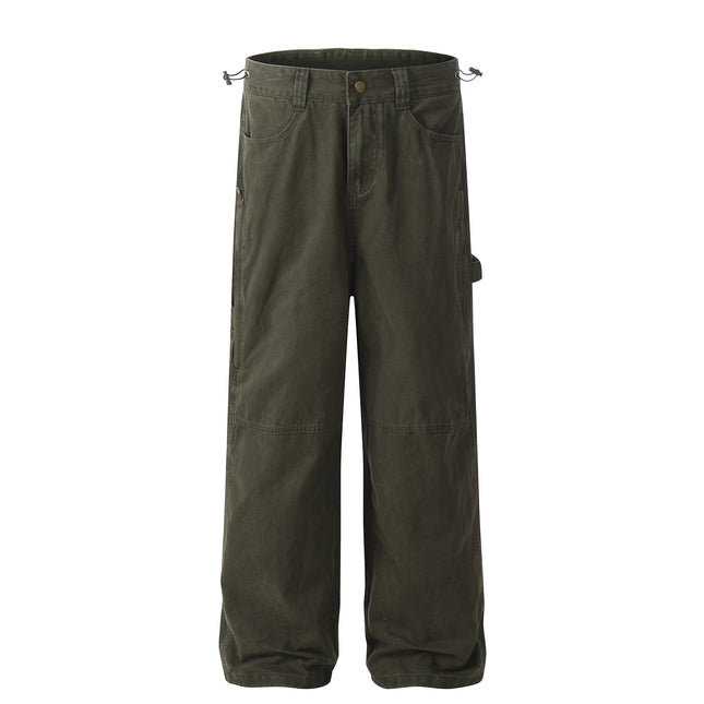 G6409 American High Street Style Men's High-End Vintage Army Green Workwear Loose-Fitting Unisex Casual Pants