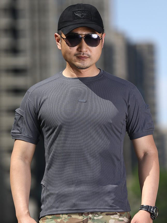 Forbear Summer Outdoor Quick-Drying Clothes T-Shirt Men's Waffg Mountain Hiking Quick-Drying Sportswear Short-Sleeved