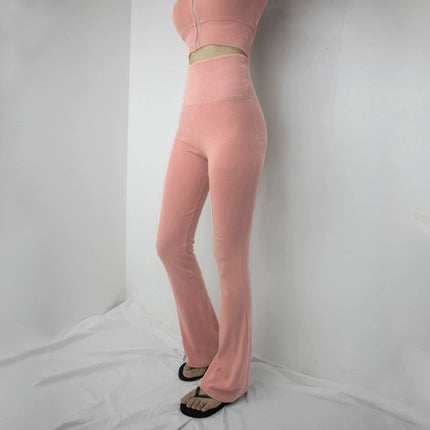 South Korea Dongdaemun slim-fit sexy figure-flattering sports suit women's hooded zipper short coat + flared pants