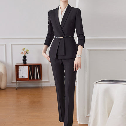 High-end professional suit suit women's long-sleeved jewelry gold shop elegant slim suit formal wear front desk manager work clothes