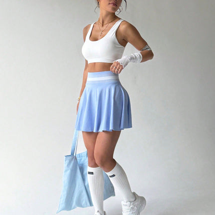 New Cross-Border Tennis Skirt Badminton Short Seamless Knit Four-Way Stretch Sports Casual Clothing Sports Short Skirt