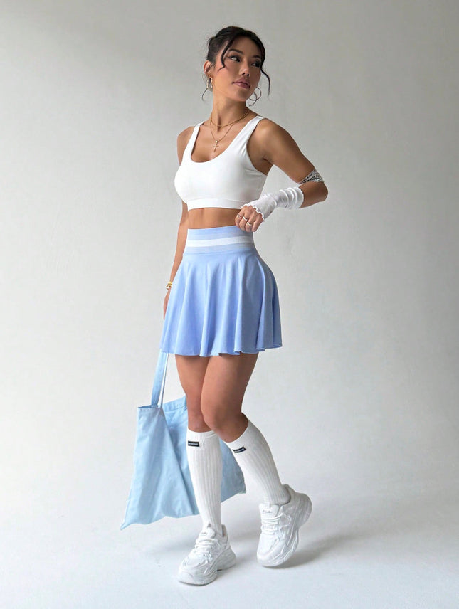 New Cross-Border Tennis Skirt Badminton Short Seamless Knit Four-Way Stretch Sports Casual Clothing Sports Short Skirt