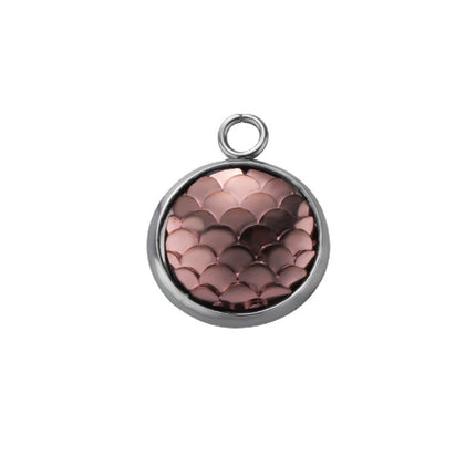 Cross border in stock 12MM mirror titanium steel resin round fish scale jewelry accessories DIY personality fashion geometric pendant