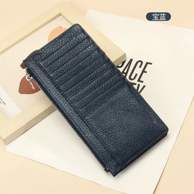 Genuine Leather women's wallet long foreign trade Japanese multi-card card holder first layer cowhide zipper handbag long wallet