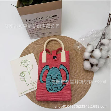 Girl's Heart-Shaped Knitted Crossbody Bag