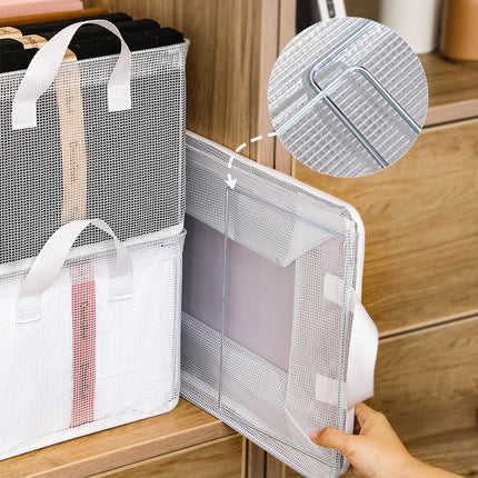 Clothes Storage Box Household Wardrobe Clothes Trousers Fitting Box Transparent Layered Folding Storage Basket Box Free Shipping