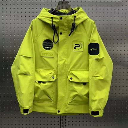 Spring New Arrival Tooling Multi-Pocket Hooded Jacket Men's Trendy Brand Plutton Handsome Couple's Rushwork Jacket Casual All-Match Jacket