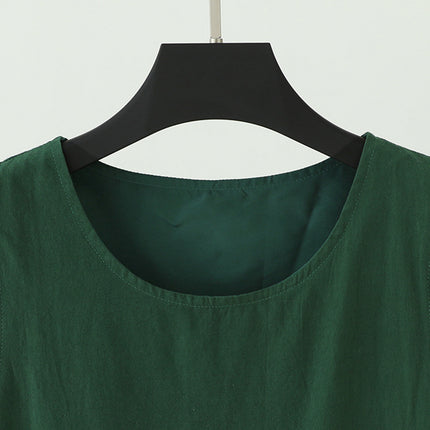 2026 Summer Japanese Style Plus-Size Petite Art Student Sleeveless Sweet First Love French Green Dress for Women