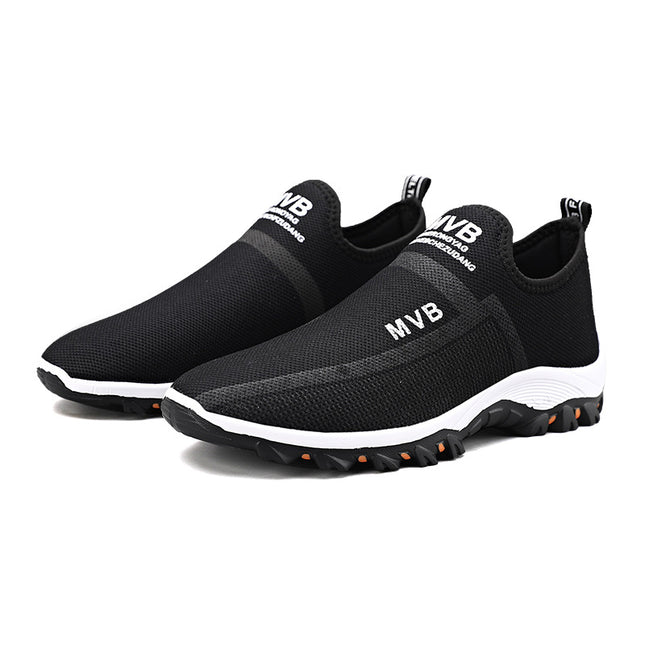 2025 Foreign Trade Wholesale Cross-Border Large Size Spring and Summer Black Casual Shoes Lazy Slip-On Mesh Sports Work Men's Shoes