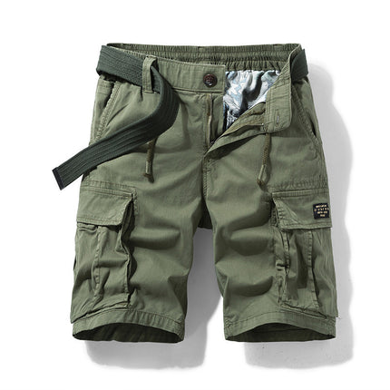 Cargo Shorts Men Summer Outdoor Army Green Loose Casual Sports Knee-Length Pants Outdoor Cotton Multi-Pocket Versatile Men