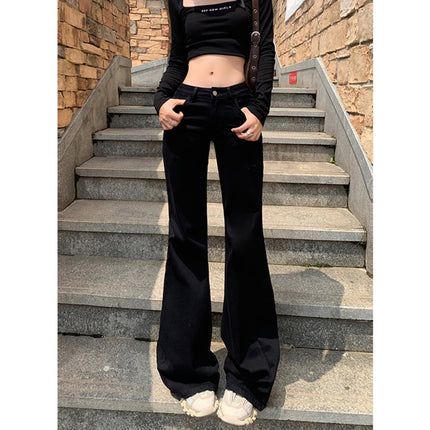 American Light Luxury Women's Jeans Autumn Thin 2024 New Fashion Trendy Micro-sweatpants Slimming Trousers