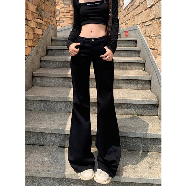 American Light Luxury Women's Jeans Autumn Thin 2024 New Fashion Trendy Micro-sweatpants Slimming Trousers