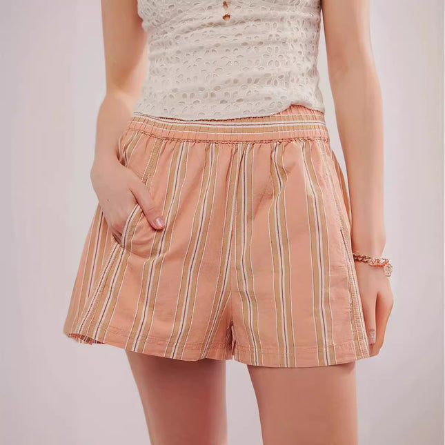 2025 spring and summer European and American new women's shorts fashion striped casual shorts European and American cross-border Y2K women's pants